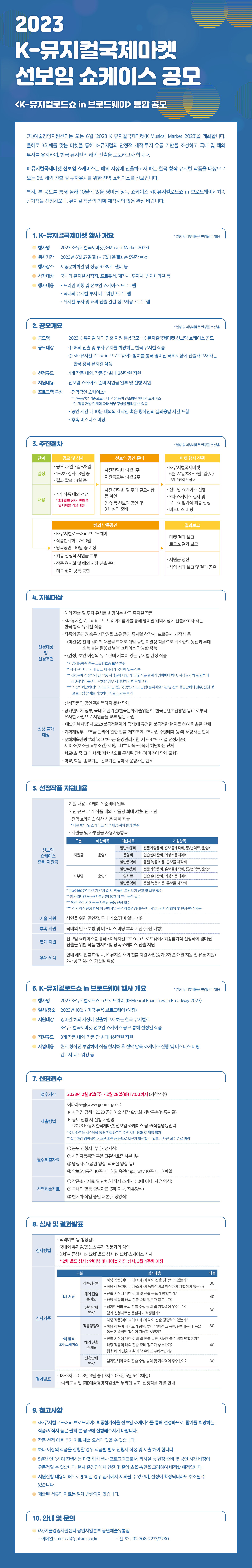 2023 K-뮤지컬국제마켓 선보임 쇼케이스 공모